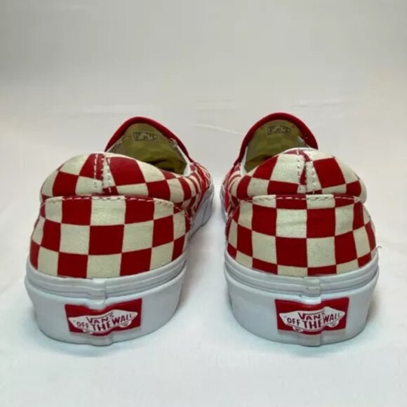 Vans Off The Wall Classic Red Checkerboard Slip-On Shoes 500714 Men 7 Women 8.5 - Picture 5 of 11